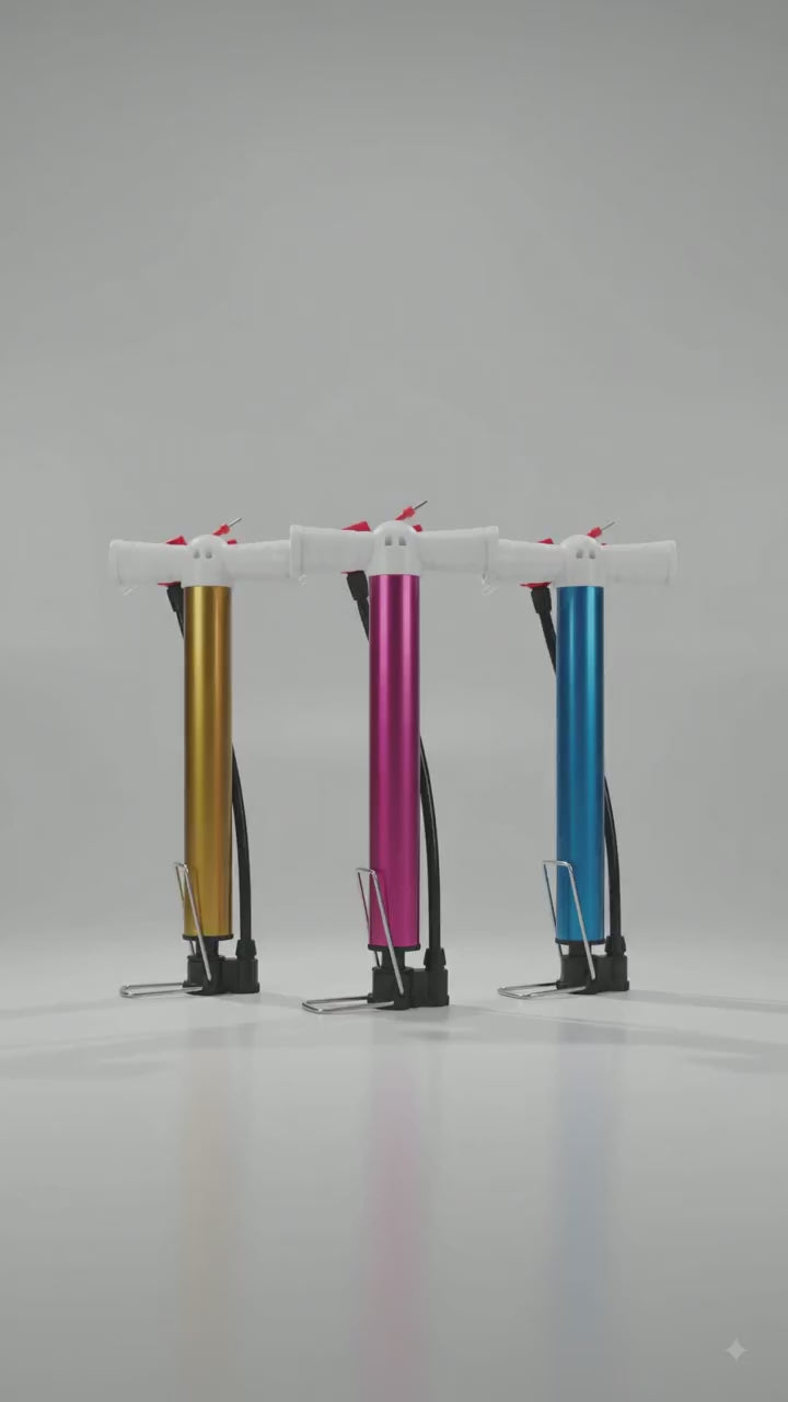 Portable Mini Bicycle Hand Air Pump with Multi-Nozzles - High Pressure Foot Stand Pump for Cycle, Motorcycle, Football, Basketball & Toys (Random Color)