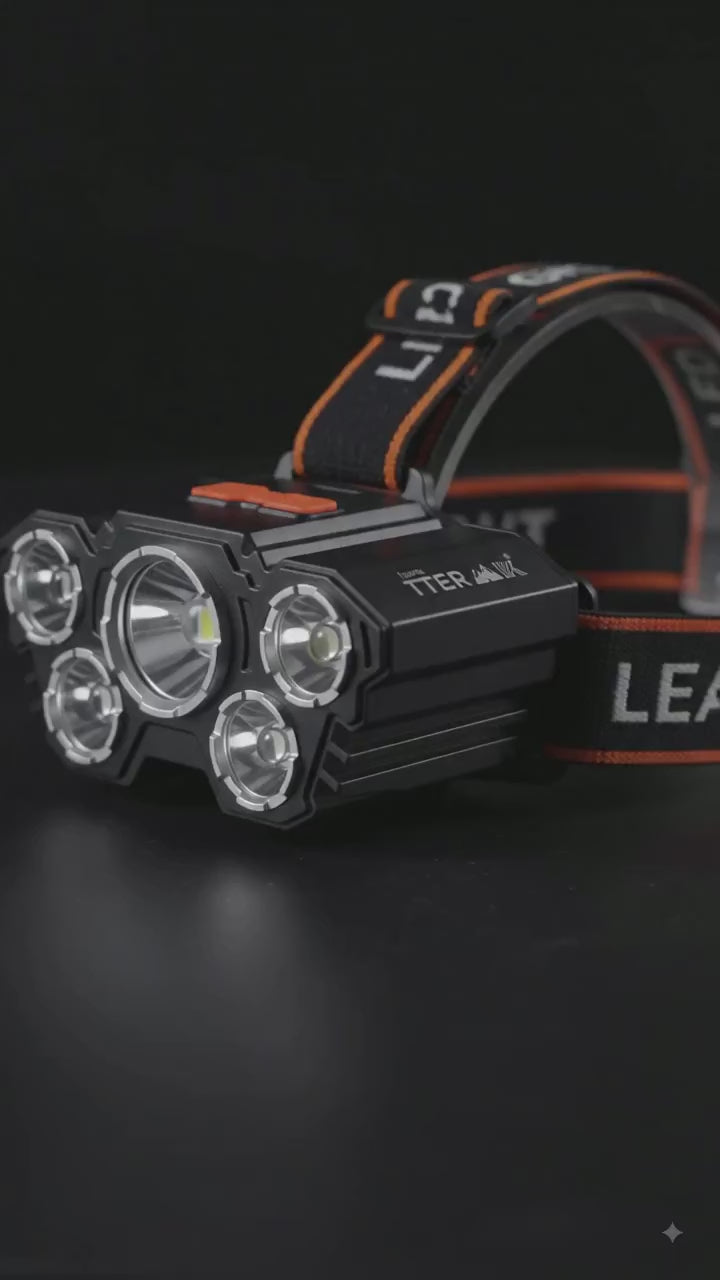 5 LED USB Rechargeable Headlamp Flashlight L-T21 – Super Bright Head Torch with 4 Lighting Modes | Waterproof LED Head Light for Camping, Fishing, Hiking & Emergency
