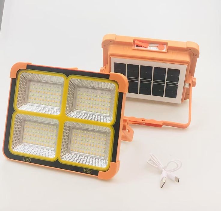 Portable Solar LED Flood Light with Solar Panel & USB Charging | IP66 Waterproof | Rechargeable Outdoor Emergency Light for Home, Camping & Garden