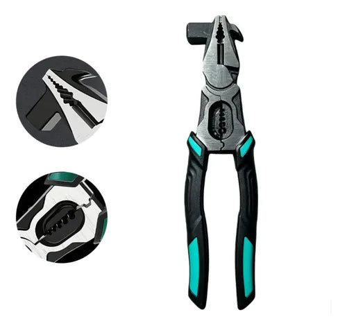 8-in-1 Multi-Function Combination Pliers | Wire Cutter, Wire Stripper, Nail Puller, Crimper, Hammer & Grip Tool | Heavy Duty Hand Tool for Electricians & DIY
