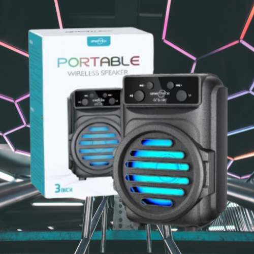 Greatnice GTS-1961 Portable Wireless Bluetooth Speaker 3 Inch | Mini Rechargeable Speaker | RGB LED Light | USB/TF Card/FM Radio | High Bass Sound | Portable Outdoor Speaker