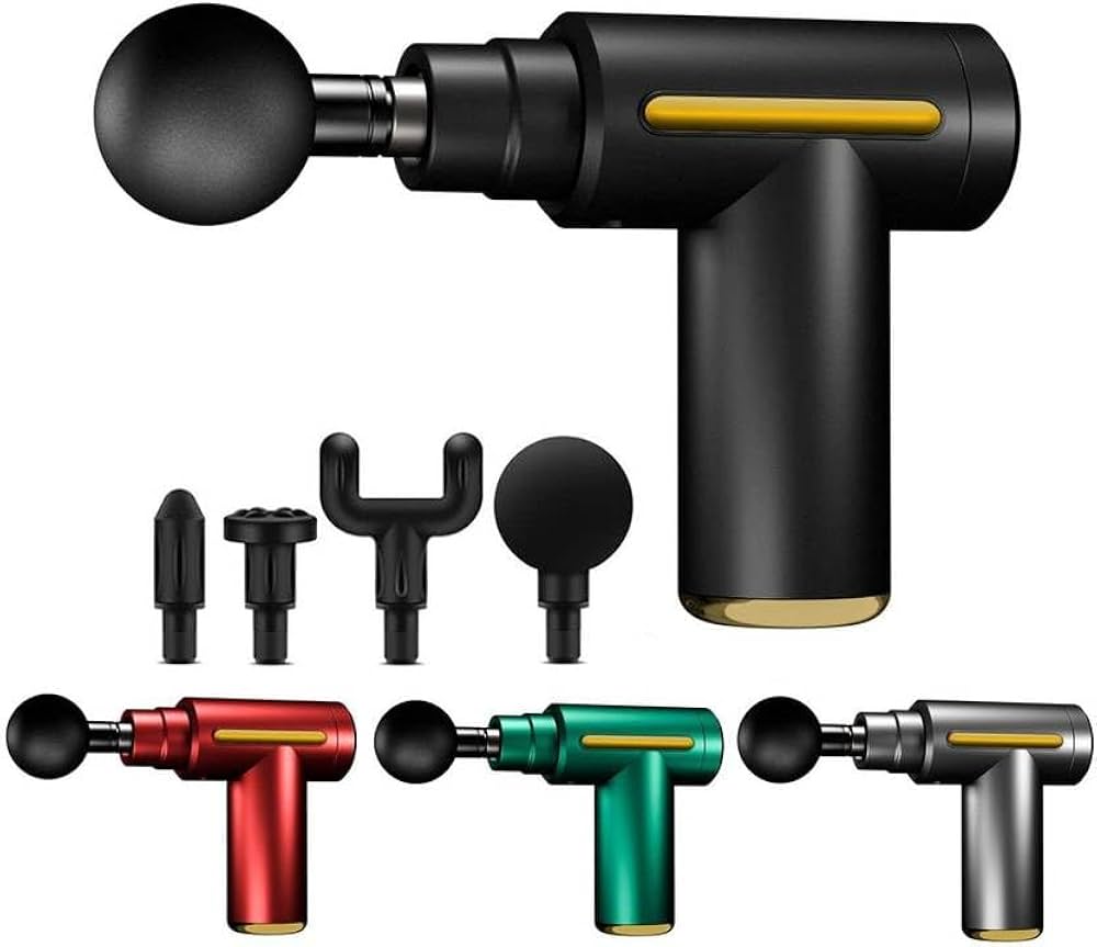 Mini Massage Gun Deep Tissue Muscle Massager | Portable Rechargeable Percussion Massage Gun | 4 Interchangeable Heads | Quiet & Powerful Pain Relief for Neck, Back, Shoulder & Legs