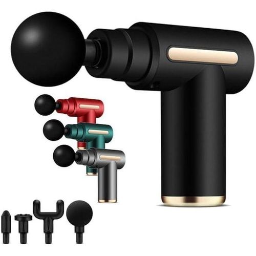 Mini Massage Gun Deep Tissue Muscle Massager | Portable Rechargeable Percussion Massage Gun | 4 Interchangeable Heads | Quiet & Powerful Pain Relief for Neck, Back, Shoulder & Legs